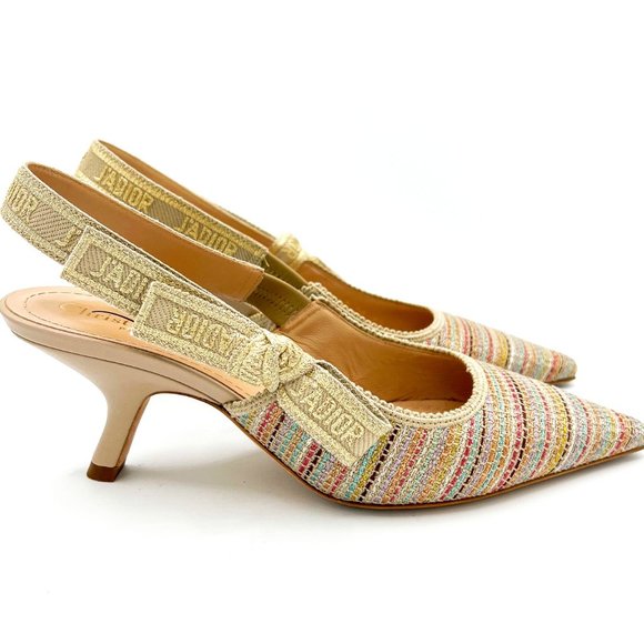 Dior Shoes - Dior Metallic Cotton Thread J'adior Pointed Toe Slingback Pumps
